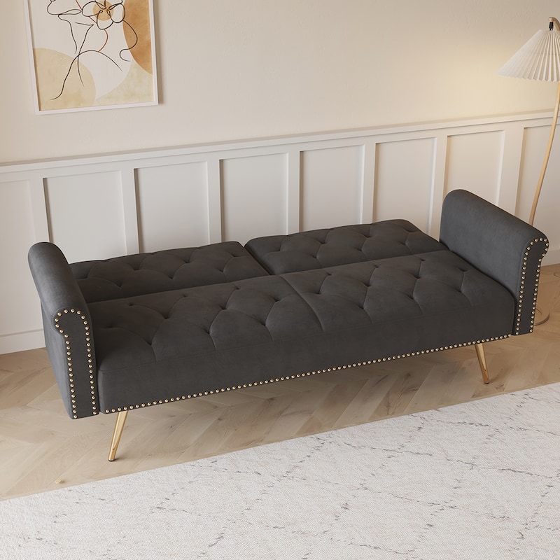 Velvet Tufted Back With 3 Pillow