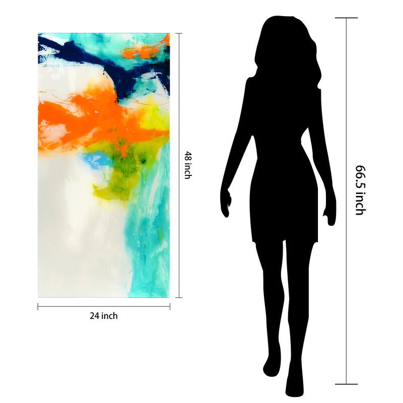 "Tidal Abstract 1" Frameless Free Floating Tempered Glass Panel Graphic Wall Art