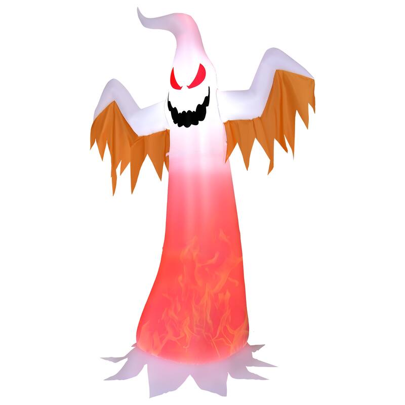 Gymax 6FT Inflatable Halloween Ghost Party Decoration w/ Flame Lights