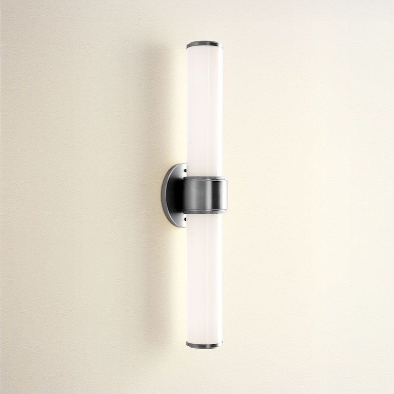 Modern Double Wall Sconce - Metal, Glass & Matte Black, Ivory White Sconces for Hallway or Accent Walls in Contemporary Style - Matte Black