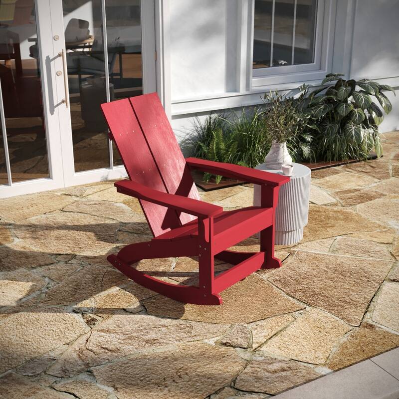 Indoor/Outdoor modern 2-Slat Adirondack Poly Resin Rockers - Set of 2