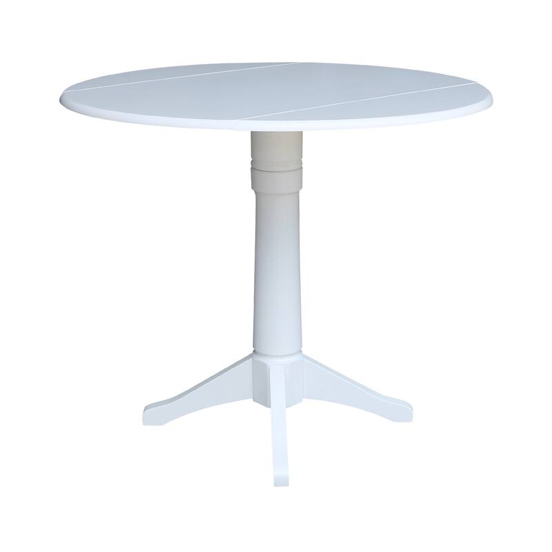 42 in. Round Top Dual Drop Leaf Pedestal Dining Table