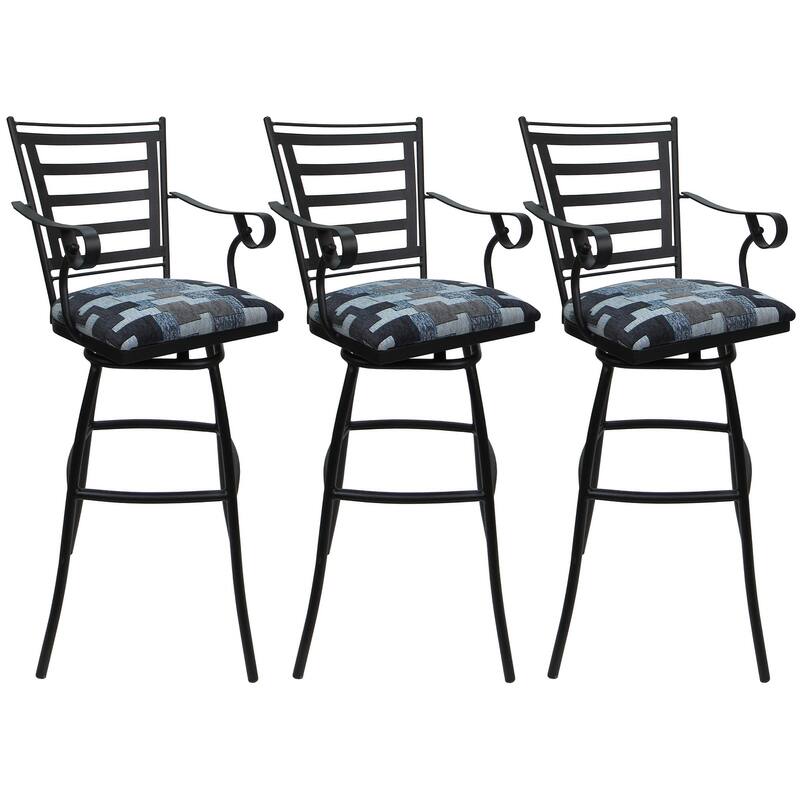 Set of 3 Outdoor Indoor Bar Stool Counter Extra Tall - Jenna with Arms