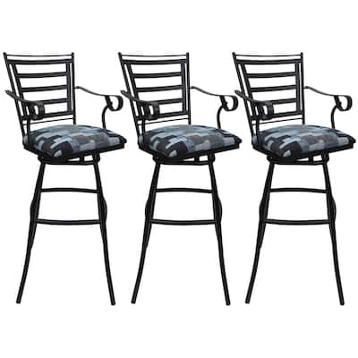 Set of 3 Outdoor Indoor Bar Stool Counter Extra Tall - Jenna with Arms