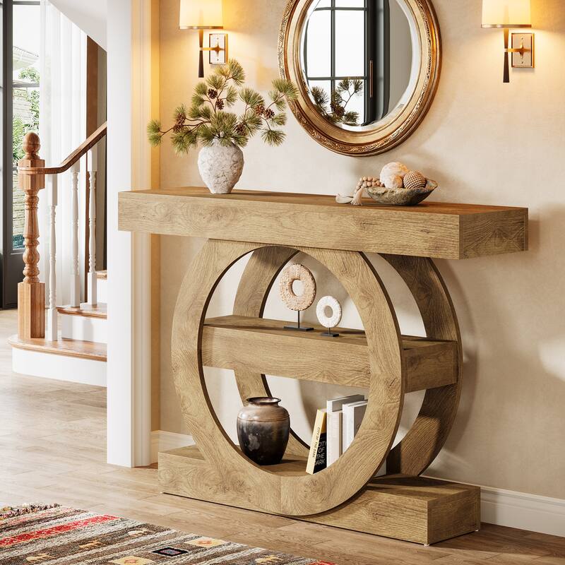 41.3" Farmhouse Console Table, 3-Tier Sofa Table