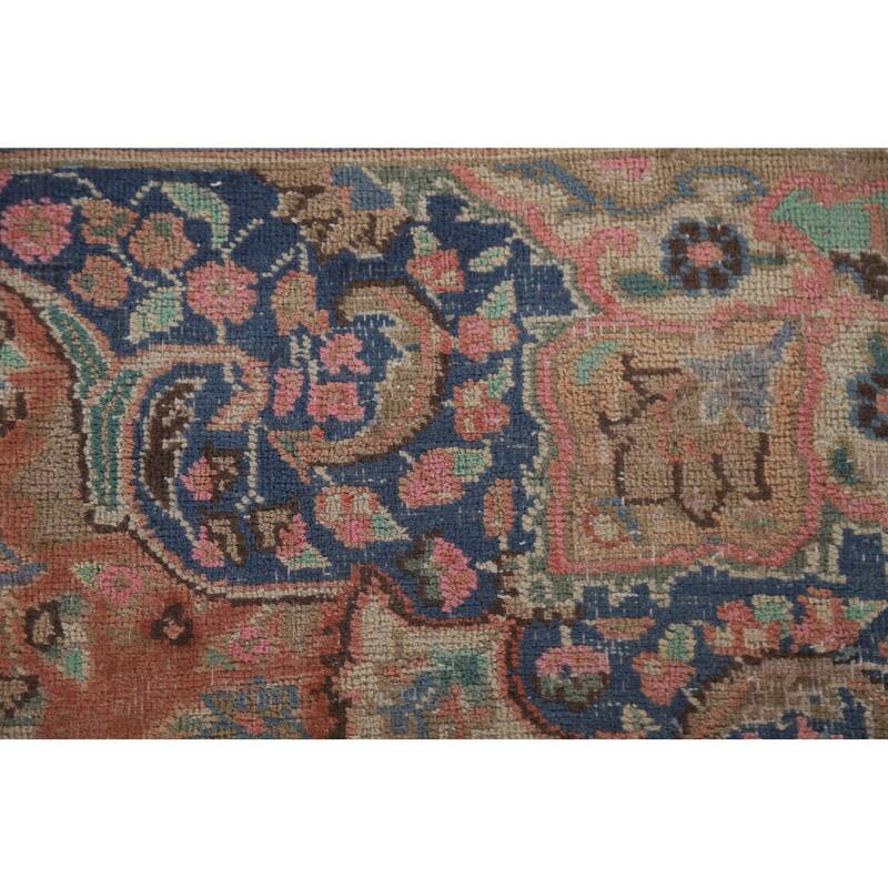 Hand Knotted Oriental 100% Wool Carpet Traditional Floral Oranges & Rust Mashad Area Rug - 9' 5'' X 6' 5''