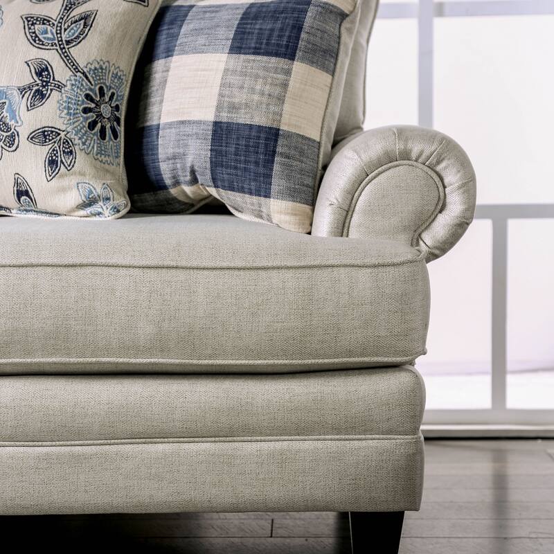 Stormy Thistle Transitional Ivory Fabric 2-Piece Living Room Set by Furniture of America