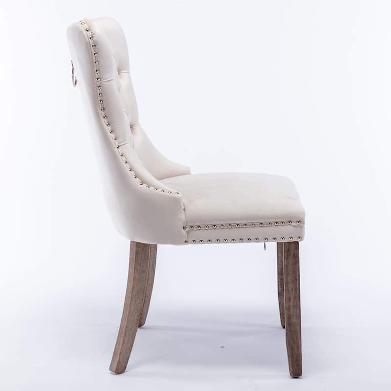 Modern Velvet Upholstered Dining Chair Set of 2 with Nailhead Trim