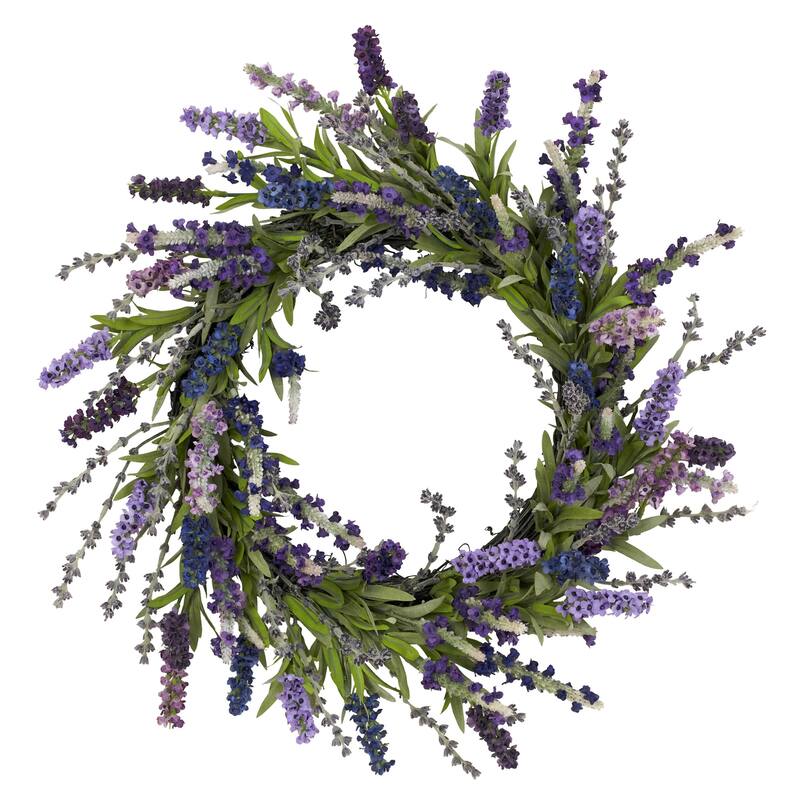Purple Decorative Lavender Spring Wreath, 20-Inch, Unlit
