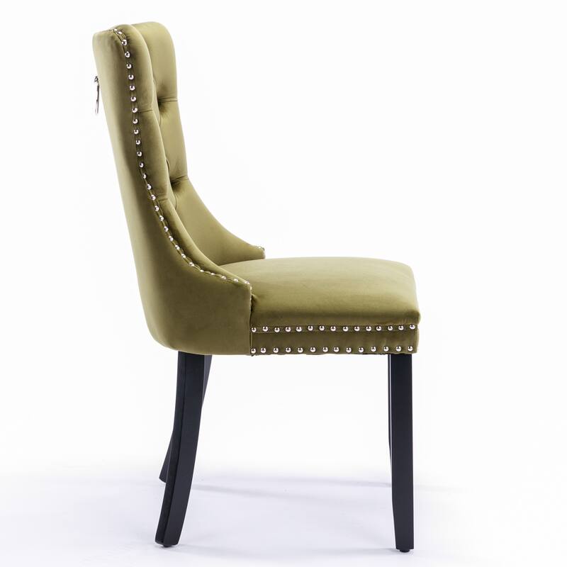 Set of 2 Modern High-End Tufted Solid Wood Upholstered Dining Chair with Nailhead Trim
