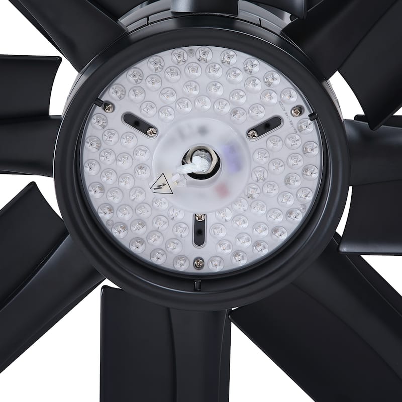 YUHAO 84 In. Indoor/Outdoor Modern Industrial Large Windmill Aluminum Blade Ceiling Fans With Lights, Quiet DC Motor and Remote
