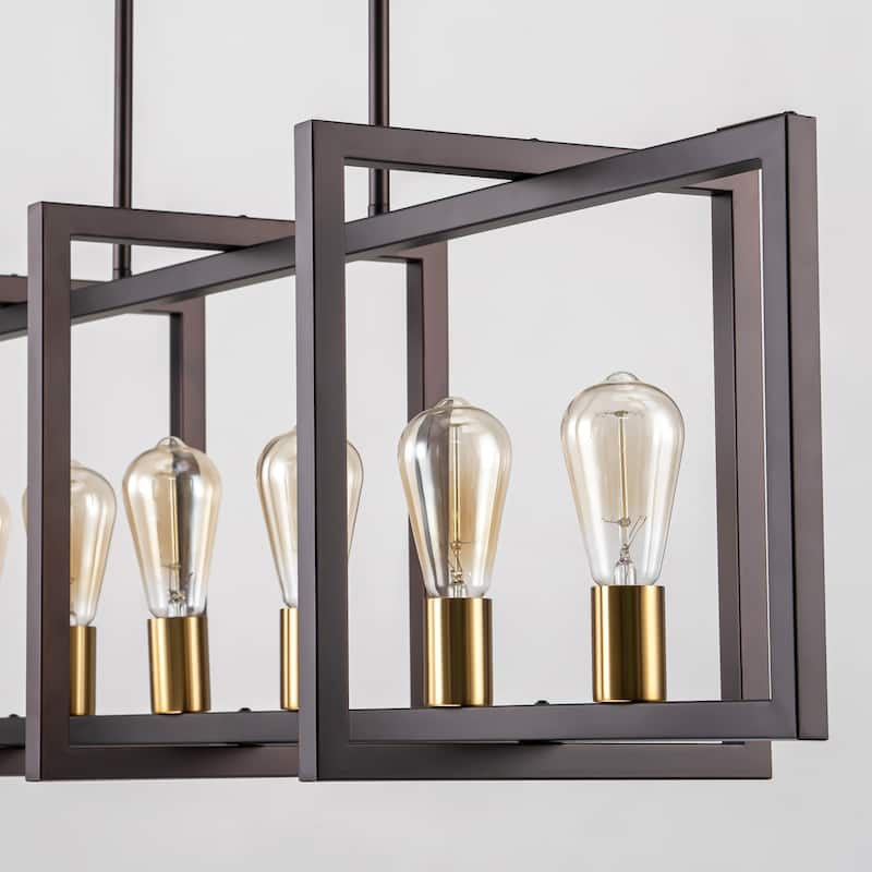 6/7-Light Industrial Pendant Lights Kitchen Island Lantern Farmhouse Linear Chandelier