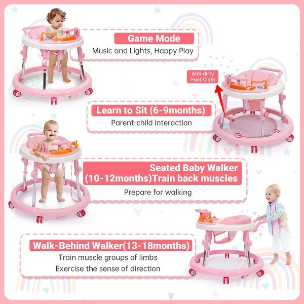 Music and Lights Baby Walker Foldable with 9 Adjustable