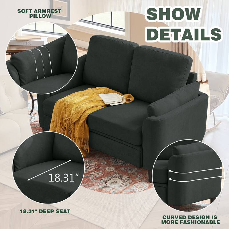 3 Pieces Living Room Set with Storage Ottoman
