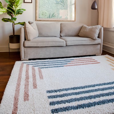 Cranston Modern Border Shag Area Rug