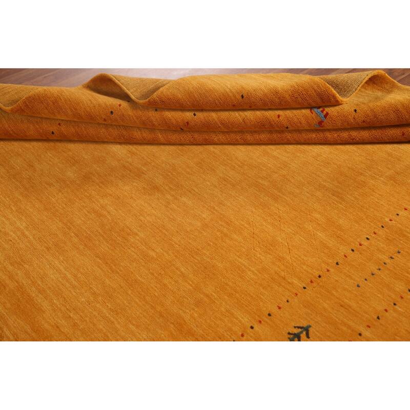 Orange Rust Gabbeh Oriental Area Rug Handmade Wool Carpet - 6'8"x 9'9"
