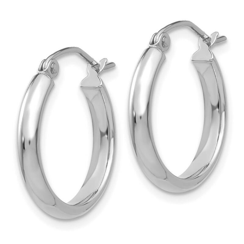 Curata 14k White Gold Polished 4x18mm Wide Hoop Earrings