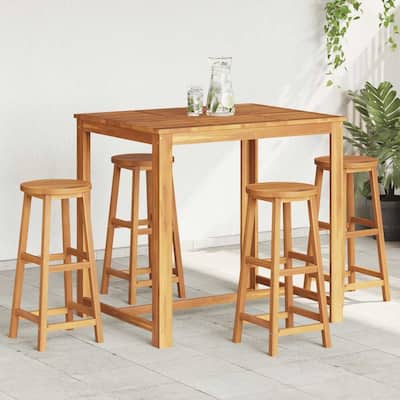 vidaXL Bar Stools 4 pcs Solid Acacia Wood - 13.4" x 13.4" x 29.9"