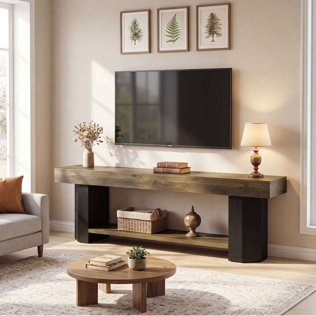 TV Stand for 55/60/65/75-Inch TVs, 63" Farmhouse TV Console