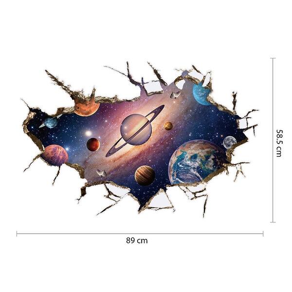 dimension image slide 1 of 2, Walplus Solar System 3D View Wall Sticker Peel and Stick Nursery Decor