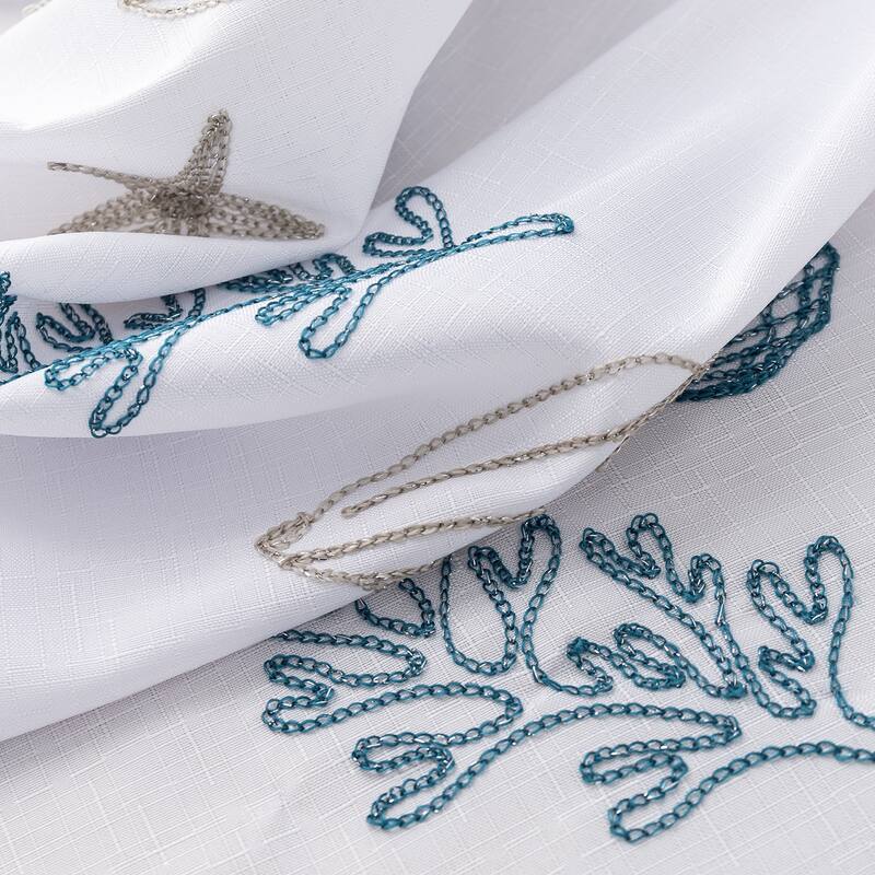Seashells Coastal Embroidered Shower Curtain