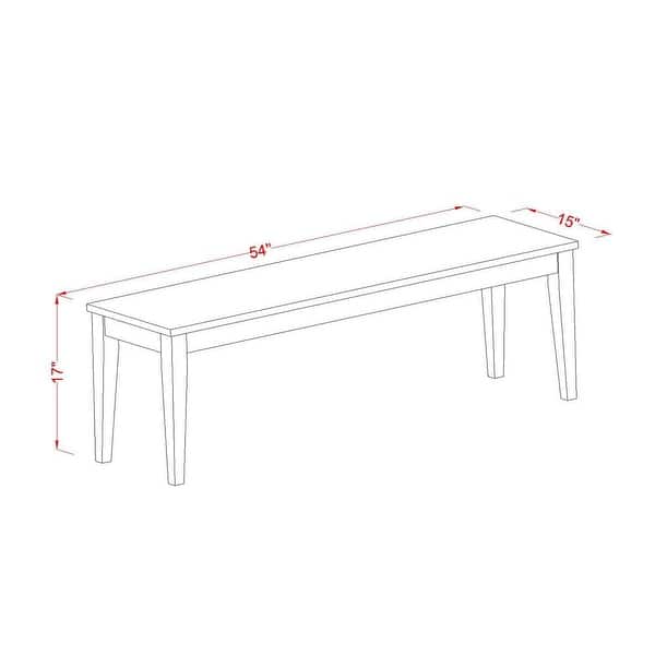 dimension image slide 1 of 2, East West Furniture Nicoli Dining Room Bench with Wood Seat, 54x15x17 Inch, (Finish Options)