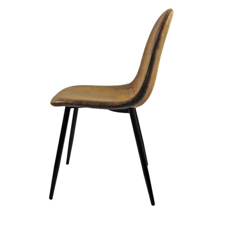 Modern Upholstered Dining Chairs Set of 4 with Black Metal Legs