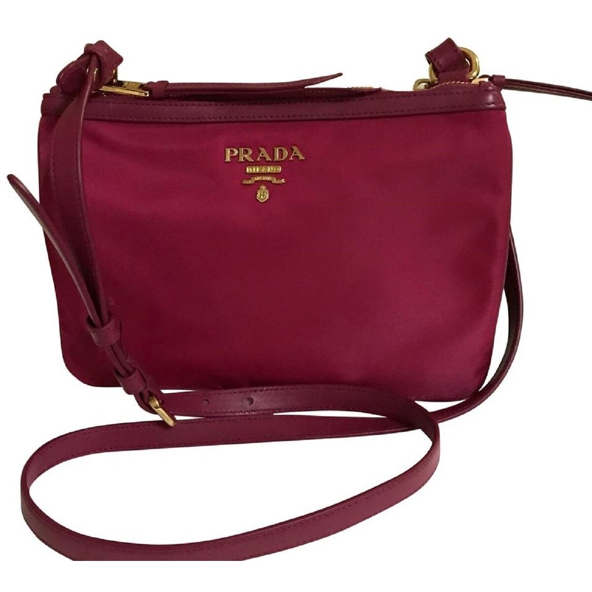 prada double zip crossbody bag
