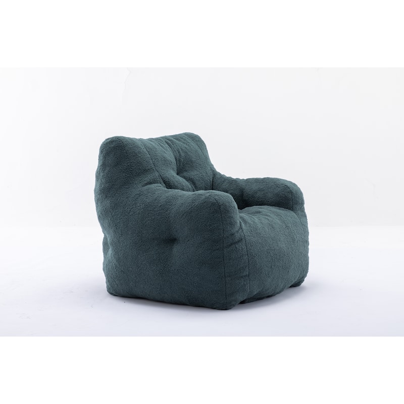 Soft Teddy Fabric Tufted Foam Bean Bag Chair With Teddy Fabric