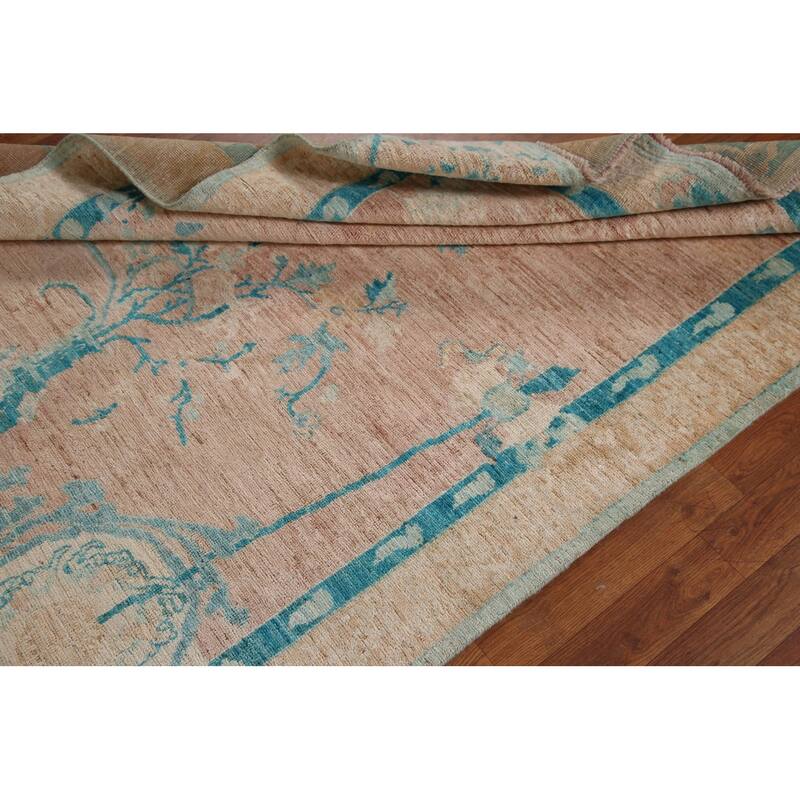 Vegetable Dye Oushak Oriental Area Rug Hand-knotted Wool Carpet - 4'11"x 6'11"