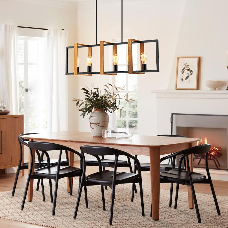 6/7-Light Industrial Pendant Lights Kitchen Island Lantern Farmhouse Linear Chandelier