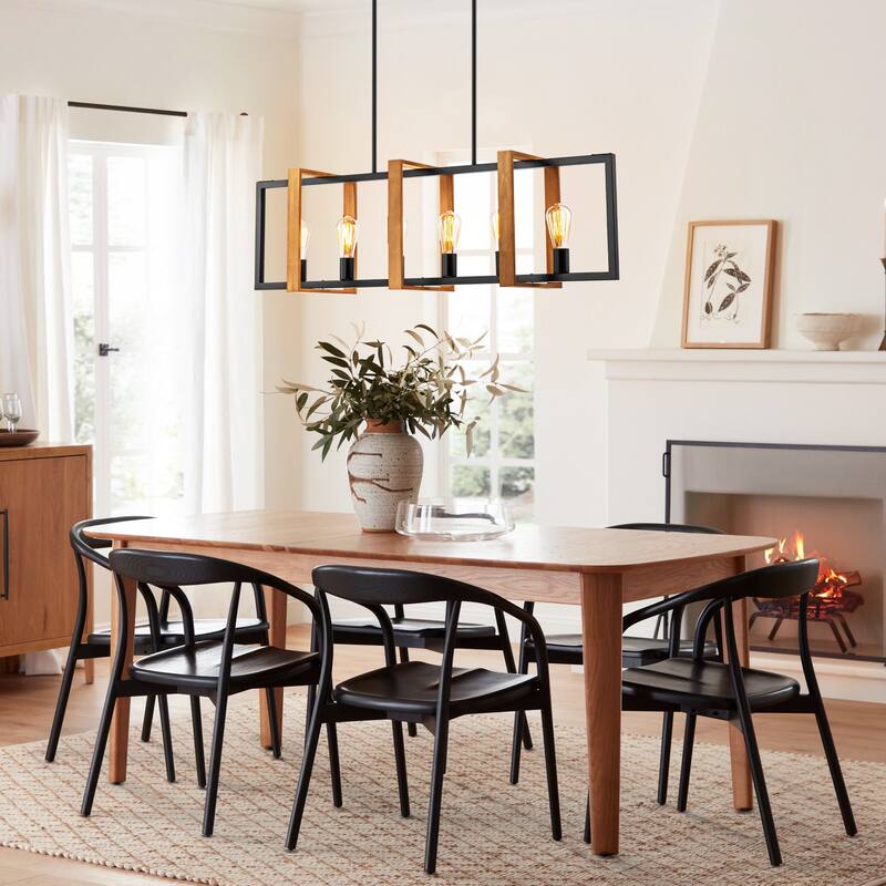 Black or Gold Farmhouse Rustic Kitchen Island Pendant Chandelier for Dining Room