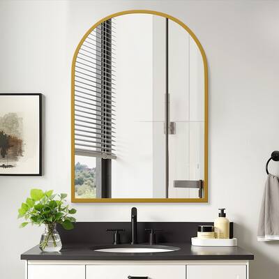 Arched Bathroom Medicine Cabinet with Mirror Metal Framed Wall Mounted Recessed Cabinets for Bathroom Vanity