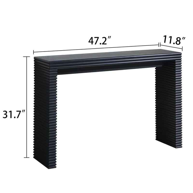 42.7" Wood Modern Console Table - Ribbed Leg Design & Wood Grain Top