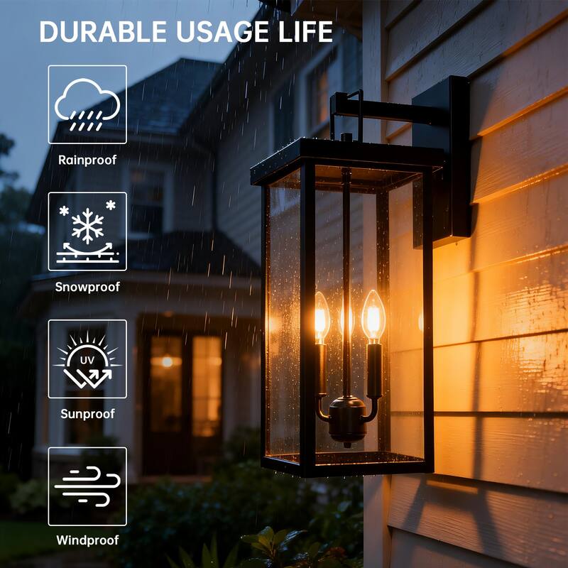 2 Pack Clear Glass Outdoor Lighting Wall Sconce