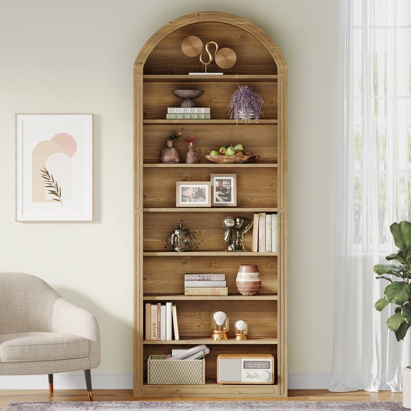 79.53" Tall Modern Arched Bookcase