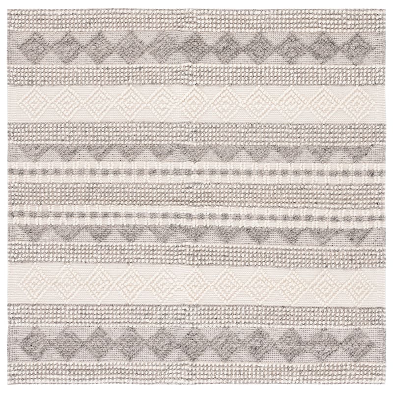 SAFAVIEH, Handmade Natura Paladia Wool Rug - 8' Square - Grey/Ivory