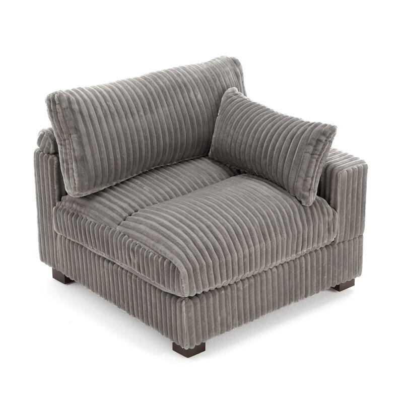 Upholstered Plush Flannel Modular Sectional Sofa with Pillows,Ajustable Headrest