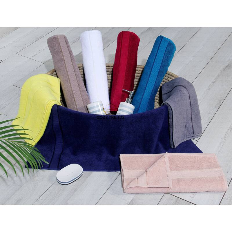 Luxurious 100% Cotton Absorbent 600 GSM 6 Piece Bathroom Towel Set 2 Washcloths, 2 Hand Towels, 2 Bath Towels