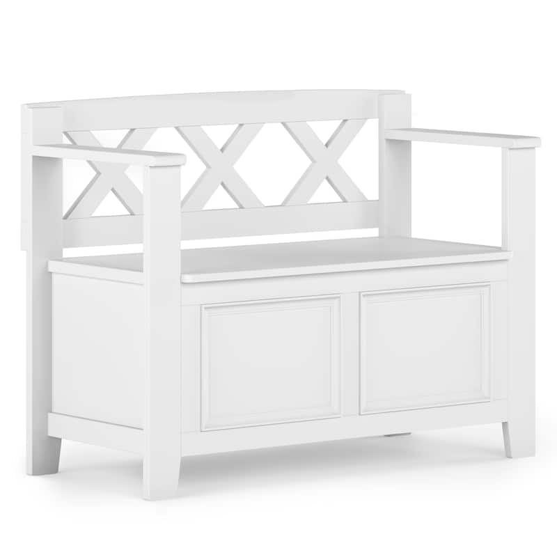 WYNDENHALL Halifax SOLID WOOD 36 inch Wide Transitional Small Entryway Storage Bench -  17"D x 36" W x 27.8"H