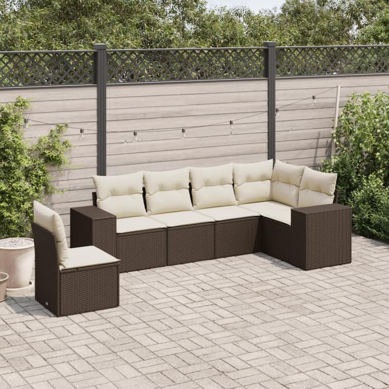 vidaXL Garden Sofa Set - Brown and cream Without table