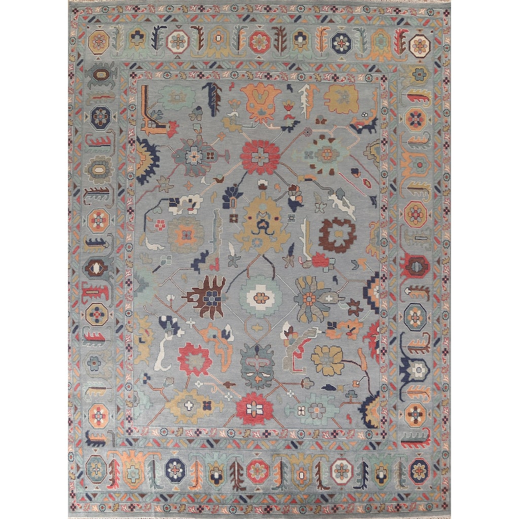 Gray Floral Oushak Oriental Large Area Rug Handmade Wool Carpet - 12'2" x 14'11"