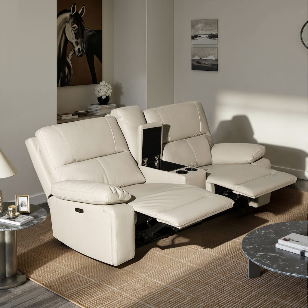 Malibu 79" 2-Piece Leather Power Reclining Loveseat with Console and Cup Holders
