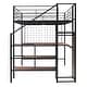 preview thumbnail 5 of 7, Full Size Metal Loft Bed with Desk and Metal Grid, Stylish Metal Frame Bed with Lateral Storage Ladder and Wardrobe Black