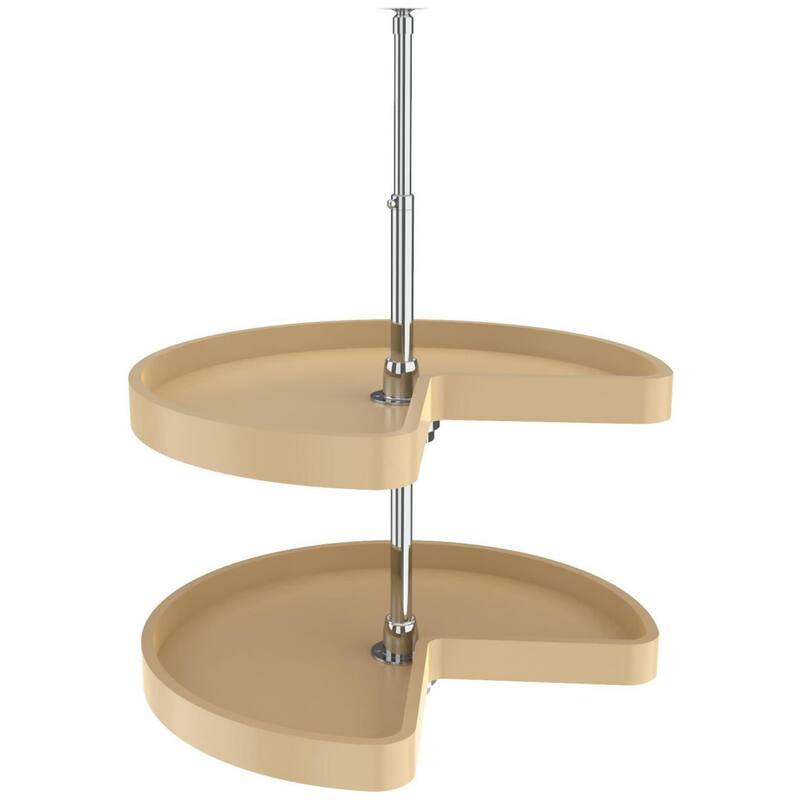 Rev-A-Shelf RAS Polymer 24 Inch Pie Cut 2 Shelf Lazy Susan Set with - Almond