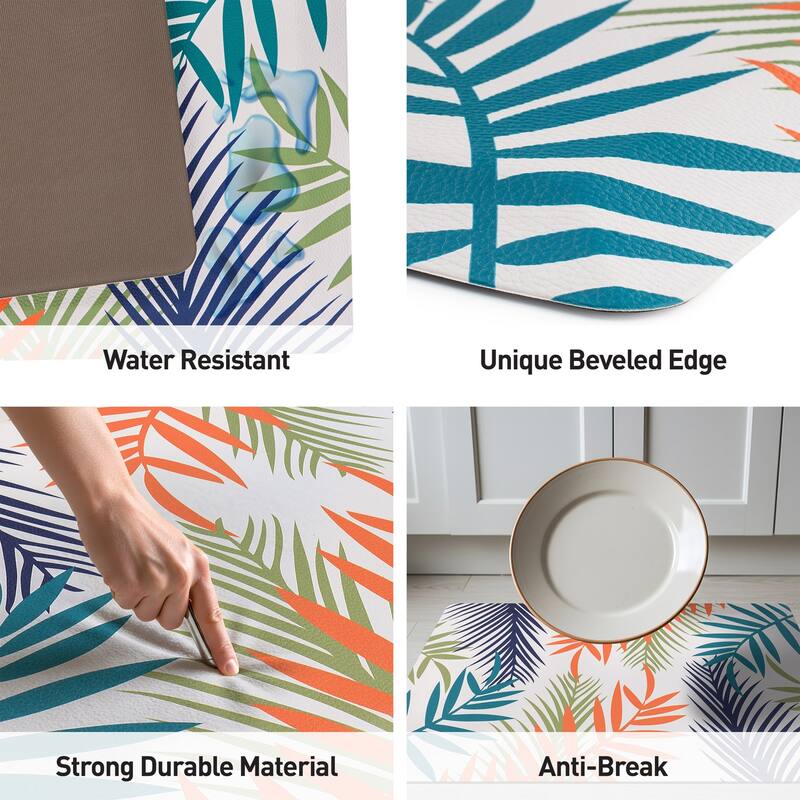 Floral Leaves Anti Fatigue Standing Kitchen Mat