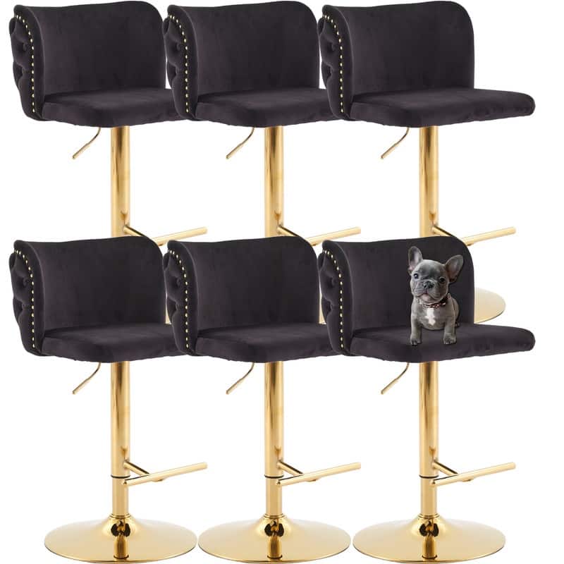 Upholstered Swivel Kitchen Counter Barstools Set of 6