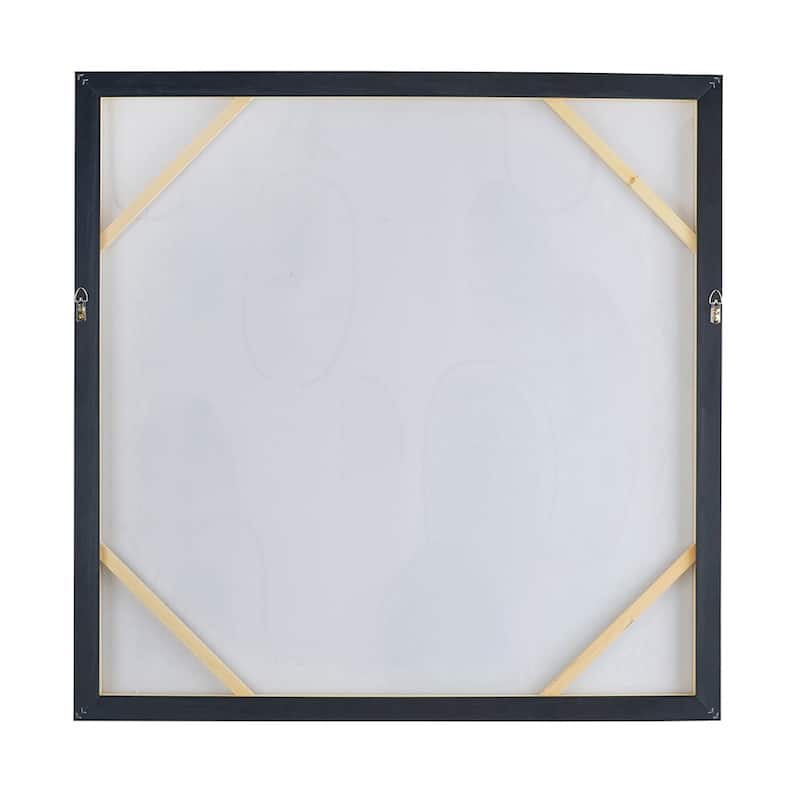 Modern Oil Painting Square Wall Decor with Wooden Frame Canvas Gold Embellishment, for Living Room Dining Room Office