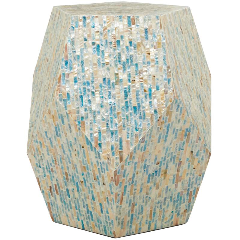 Mother of Pearl Shell Handmade Accent Table - Cream or Multi Colored
