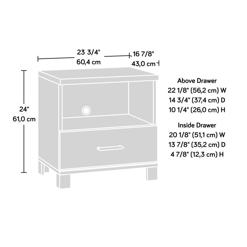 Wood Country Nightstand with 1 Drawer and Open Shelf, Brown